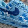 Custom Hand-Painted Blue Air Force 1 Sneakers, Personalized AF1 Shoes - Image 3