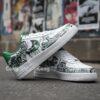 Hand-Painted Green Gray Graffiti AF1 Sneakers: Graffiti Streetwear Air Force 1 Shoes - Image 4