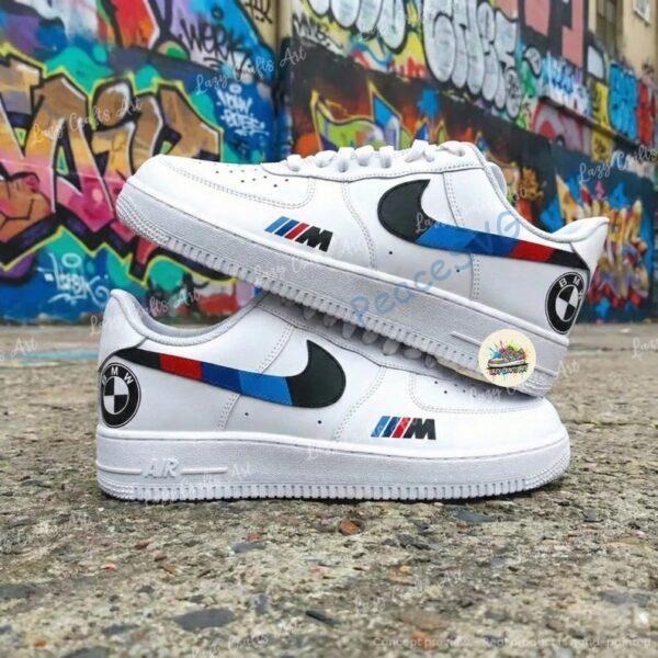 Custom BMW Air Force 1 Sneakers: Hand-Painted Luxury Car AF1 Shoes