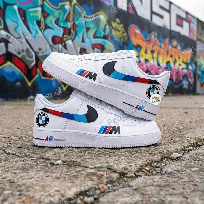 Hand-Painted BMW Air Force 1 Sneakers: Custom Luxury Car AF1 Shoes