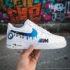 Custom Hand-Painted BMW Blue Drip Air Force 1 Sneakers: Personalized Luxury Car AF1 Shoes - Image 4