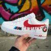 Custom Hand-Painted BMW Blue Drip Air Force 1 Sneakers: Personalized Luxury Car AF1 Shoes - Image 8