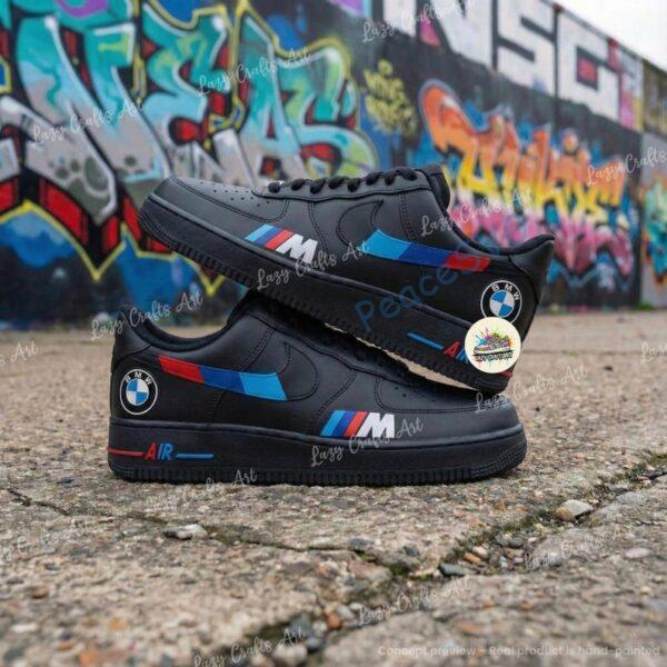 Alternative view of Personalized BMW Black Air Force 1 Sneakers: Hand Painted BMW AF1 Shoes