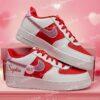 Custom Valentine Air Force 1 Sneakers, Personalized Rhinestone Swoosh - Image 2