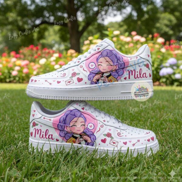 Alternative view of Custom K-Pop Demon Hunter Air Force 1 Sneakers, Hand-Painted Valentine AF1 Shoes