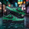 Personalized Black Green Drip AF1 Shoes, Black Green Custom Air Force 1 Sneakers, Hand Painted Black AF1 Shoes