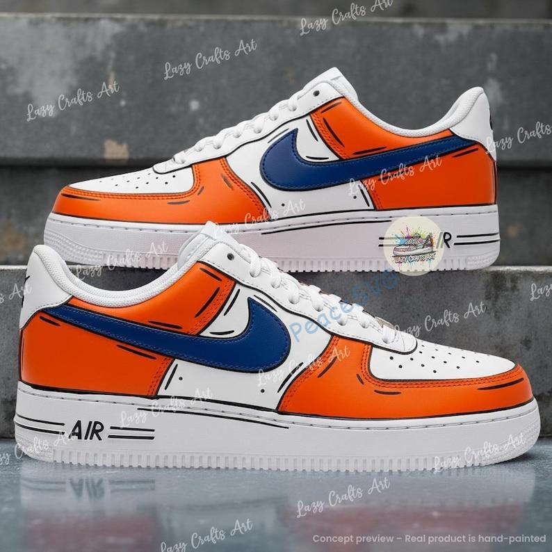 Hand-Painted Bronco Football Air Force 1 Sneakers
