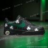 Custom Black Shamrock Drip Air Force 1, Green Drip Swoosh AF1 Sneakers, Hand-Painted Irish Streetwear Custom Shoes - Image 3