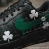 Custom Black Shamrock Drip Air Force 1, Green Drip Swoosh AF1 Sneakers, Hand-Painted Irish Streetwear Custom Shoes - Image 5
