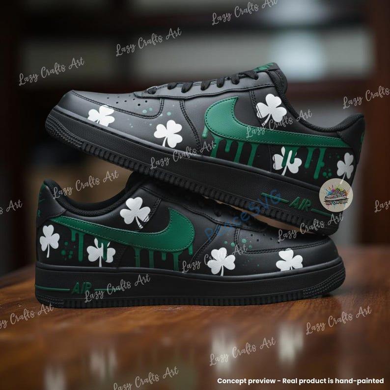 Custom Black Shamrock Drip Air Force 1