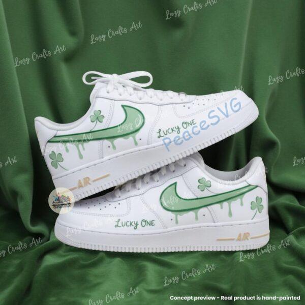 Personalized Custom Light Green Drip Air Force 1, Hand-Painted Patrick's Day AF1 Sneakers