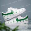 Custom Hand-painted Green Drip Air Force 1 Sneakers: Hand-Painted Irish Clover Streetwear Shoes
