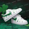 Custom Hand-painted Green Drip Air Force 1 Sneakers: Hand-Painted Irish Clover Streetwear Shoes - Image 2