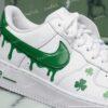 Custom Hand-painted Green Drip Air Force 1 Sneakers: Hand-Painted Irish Clover Streetwear Shoes - Image 5