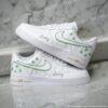 Custom Hand-painted Green Drip Outline Swoosh AF1 Sneakers: Hand-Painted Drip Air Force 1 Shoes