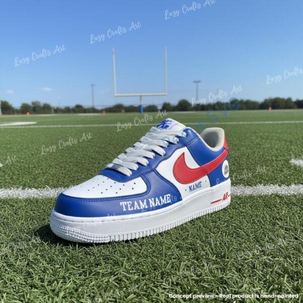 Alternative view of Custom Buffalo Football Air Force 1, Hand-Painted Bills Football Fan AF1 Sneaker, Adult /Toddler Kids