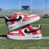 Custom Kansas City Football Air Force 1, Hand-Painted Chiefs Football Fan AF1 Sneaker, Adult /Toddler Kids
