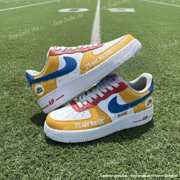 Alternative view of Custom Pittsburgh Football Air Force 1, Hand-Painted Steelers Football Fan AF1 Sneaker, Adult /Toddler Kids