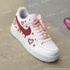 Custom Valentine Couple Air Force 1: Hand-Painted Red Drip AF1 Sneakers - Image 2