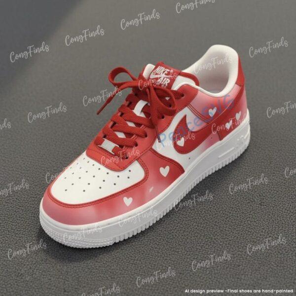Alternative view of Hand-Painted Valentine Couple Air Force 1: Custom Heart AF1 Sneakers