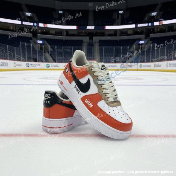 Alternative view of Personalized Hand-Painted Anaheim Hockey Air Force 1, Custom Ducks Hockey Fan AF1 Sneaker, Adult /Toddler Kids