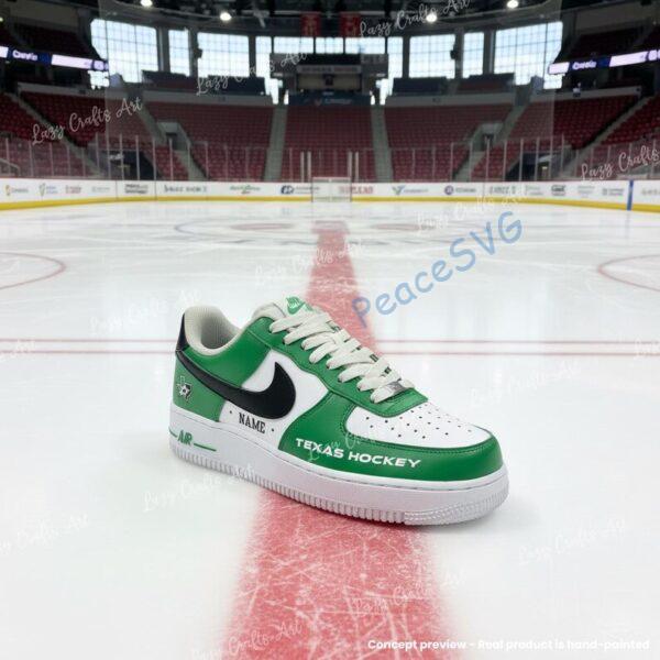 Alternative view of Personalized Custom Dallas Hockey Air Force 1, Hand-Painted Stars Hockey Fan AF1 Sneaker, Adult /Toddler Kids