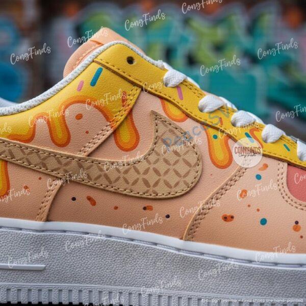 Alternative view of Hand-Painted  Ice Cream Drip Air Force 1 Shoes, Custom Donut Sprinkles AF1 Sneakers