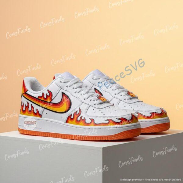 Custom Flame Air Force 1 Shoes – Hand-Painted Fire Design