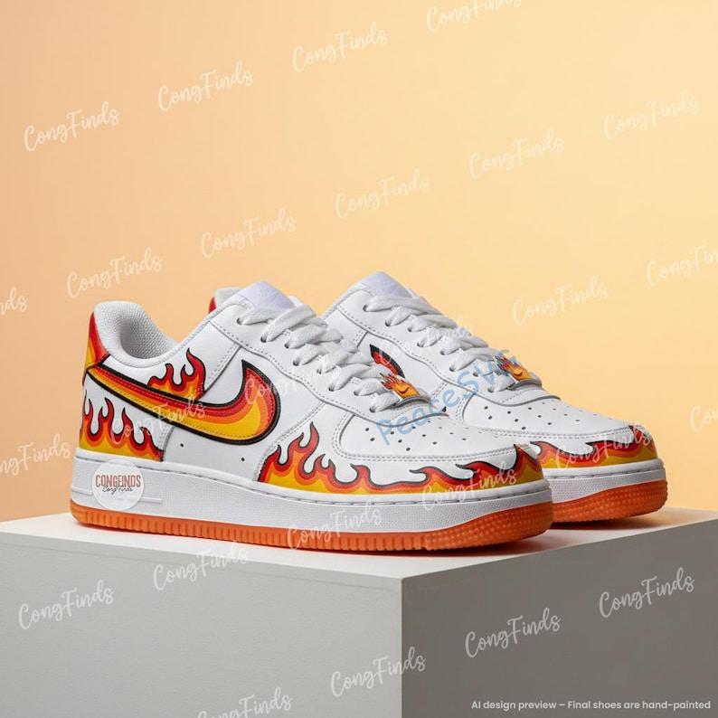 Custom Flame Air Force 1 Shoes ? Hand-Painted Fire Design