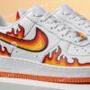 Custom Flame Air Force 1 Shoes – Hand-Painted Fire Design - Image 2