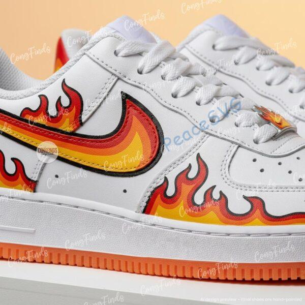Alternative view of Custom Flame Air Force 1 Shoes – Hand-Painted Fire Design
