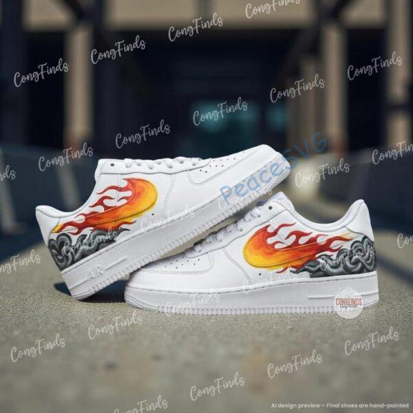 Hand-Painted Flame AF1 Shoes | Custom Fire & Smoke Air Force 1