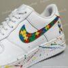 Custom Autism Awareness Air Force 1 Shoes, Autism Ribbon AF1 Sneakers, Hand-Painted Splatter AF1 - Image 4