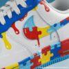 Custom Hand-painted Puzzle Drip Air Force 1 Sneakers: Personalized Autism Awareness AF1 Shoes - Image 3