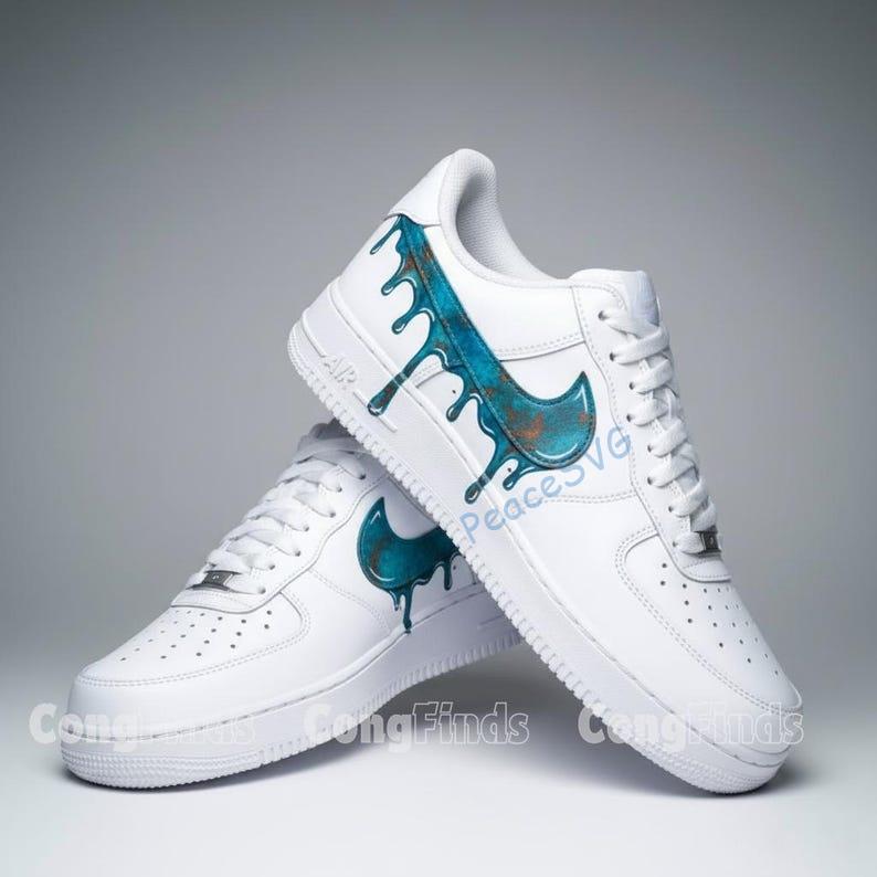 Custom Patina Blue Air Force 1 Shoes