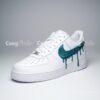 Custom Patina Blue Air Force 1 Shoes, Hand Painted AF1 Drip Sneakers, Blue AF1 - Image 3