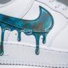Custom Patina Blue Air Force 1 Shoes, Hand Painted AF1 Drip Sneakers, Blue AF1 - Image 4