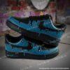 Custom Drip Patina Blue Black Air Force 1 Sneakers, Custom Patina Blue AF1 Shoes - Image 3
