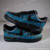 Custom Drip Patina Blue Black Air Force 1 Sneakers, Custom Patina Blue AF1 Shoes