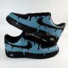 Custom Hand-Painted Patine Blue Drip Black Air Force 1 Sneakers: Personalized AF1 Shoes - Image 2