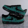 Custom Hand-Painted Green Drip Black Air Force 1 Sneakers: Personalized AF1 Shoes - Image 2