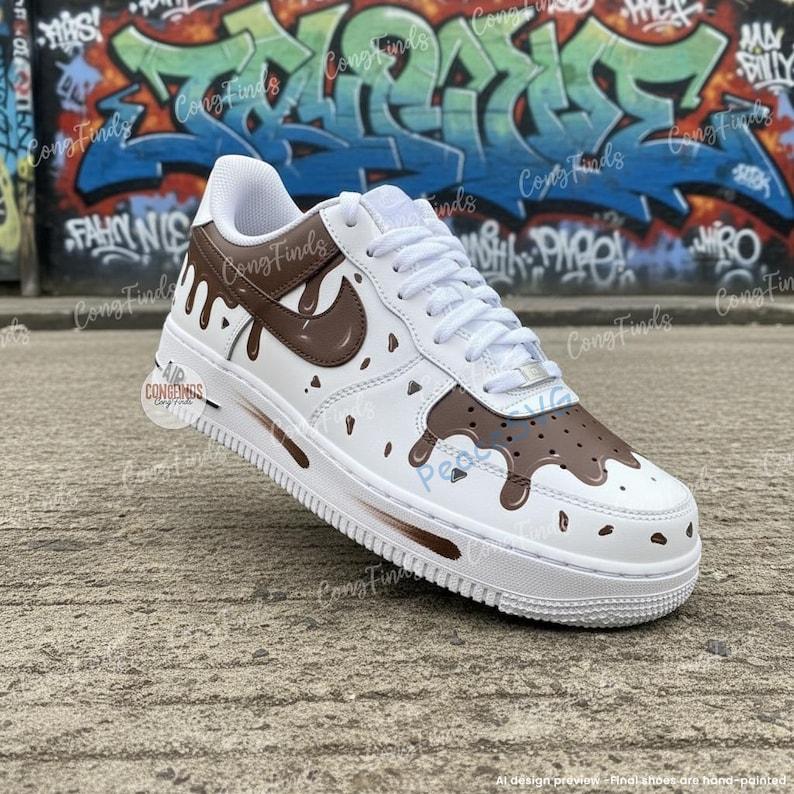 Custom Chocolate Drip Air Force 1 ? Brown Melt Hand-Painted AF1 Sneakers