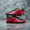 Custom Red Drip AF1 Sneakers, Hand-Painted Streetwear Shoes