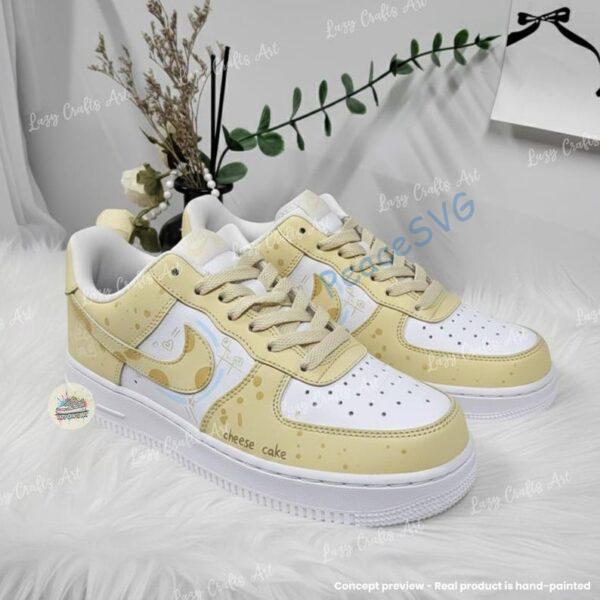 Custom Cheesecake Air Force 1 – Pastel Cream Food-Themed AF1 Sneakers