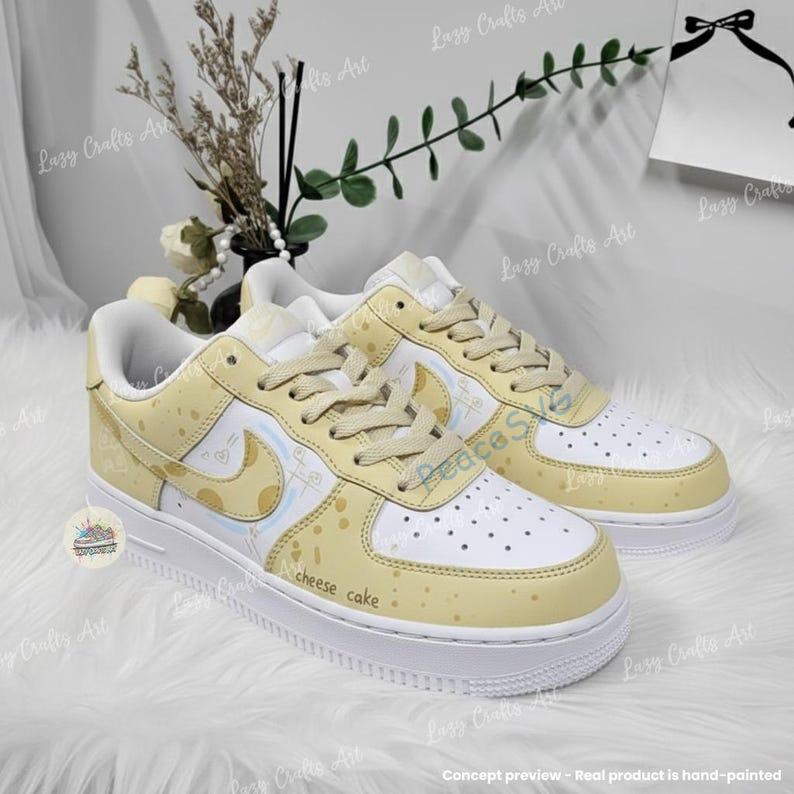 Custom Cheesecake Air Force 1 ? Pastel Cream Food-Themed AF1 Sneakers