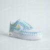 Custom Lemon Pastel Air Force 1, Blue Argyle Pattern Hand-Painted AF1 Sneakers - Image 2