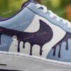 Custom Blue Purple Drip Air Force 1 | Hand-Painted Drip Art AF1 Sneakers - Image 3