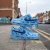 Custom Hand-Painted Blue Air Force 1 Sneakers, Personalized AF1 Shoes