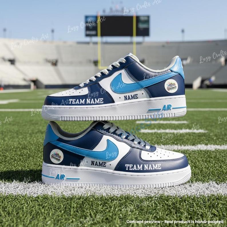 Hand-Painted Carolina Football Air Force 1 Sneakers