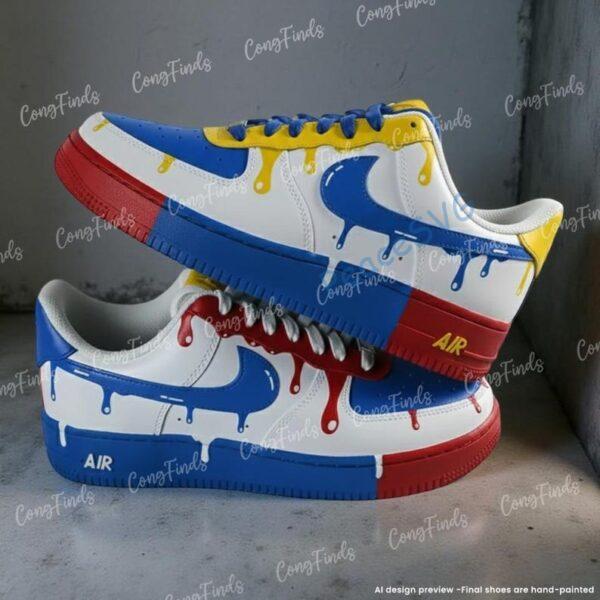 Custom Hand-Painted Air Force 1 Drip Sneakers, Personalized Autism AF1 Shoes